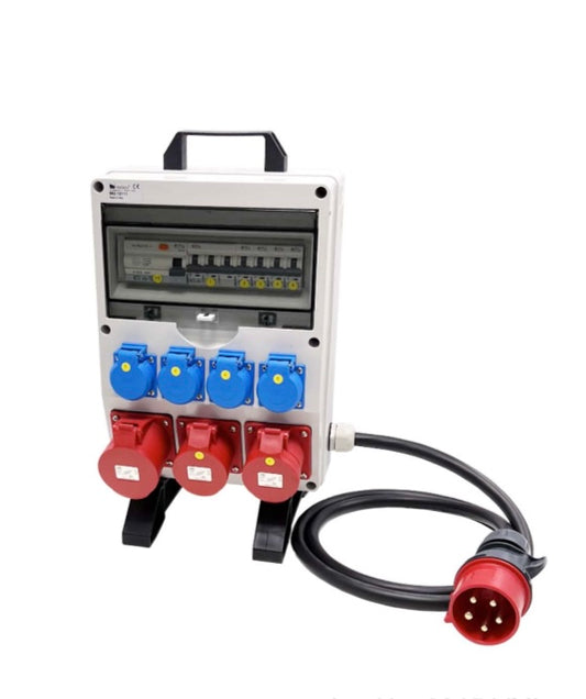 Kunststoff-Stromverteiler mit Standfuß (32A Eingang / IP54)